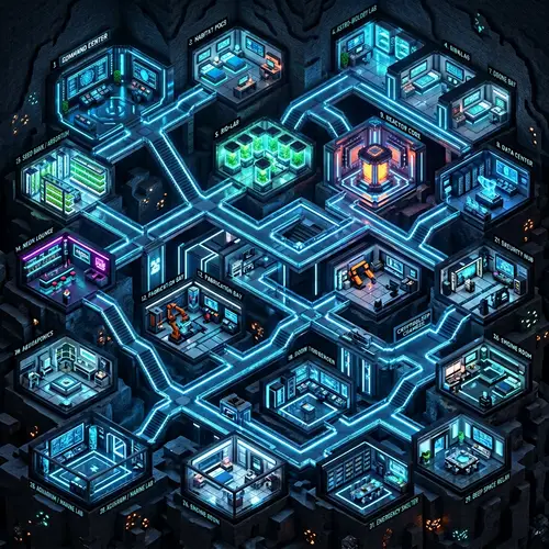 Futuristic Underground Minecraft Construction with 30 Rooms