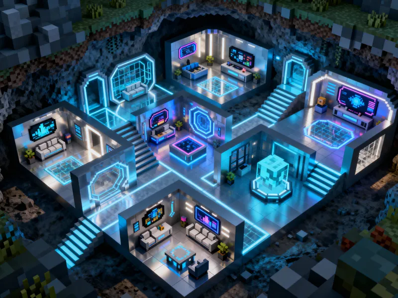 Futuristic Underground Minecraft Construction with 30 Rooms
