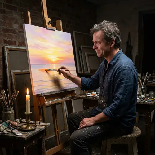 Captivating Sunrise Painting: Sadness & Joy Theme