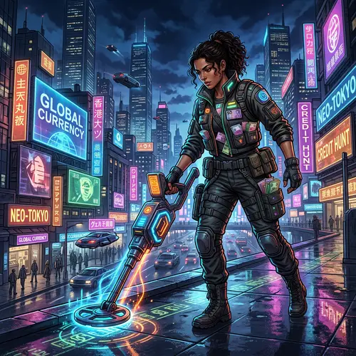 Money Hunter: Futuristic Art in Urban City Night | Artwork