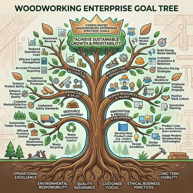 Woodworking Enterprise Goal Tree for Managing ZED Economic Activities