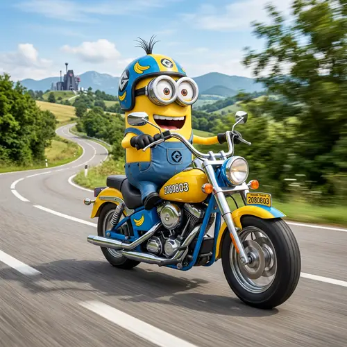 Minion on Motorcycle - Fun & Adventure