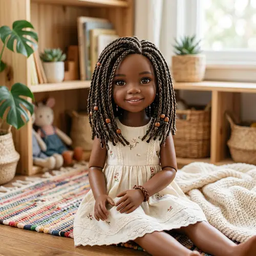 AI Black Girl Doll with Boho Braids