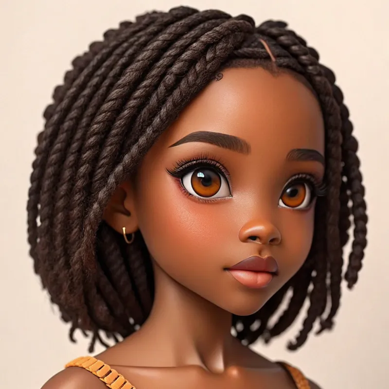 AI Black Girl Doll with Boho Braids