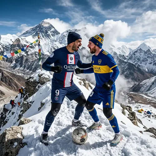 Cavani and Dybala Clash on Everest: A Soccer Showdown