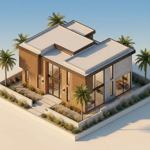 Isometric View of Front Facade Image