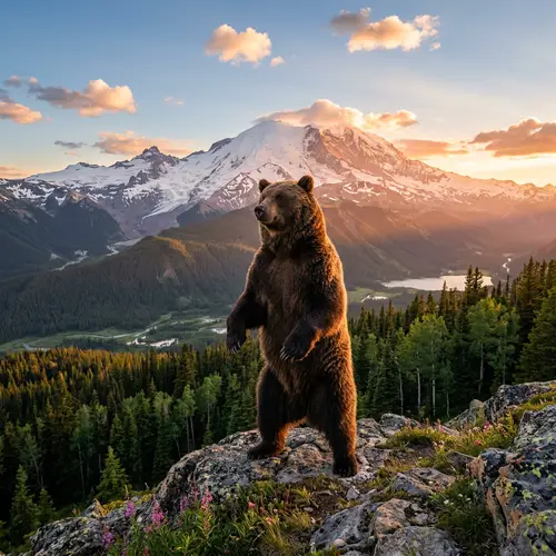 Majestic Bear in Rugged Mountain Landscape