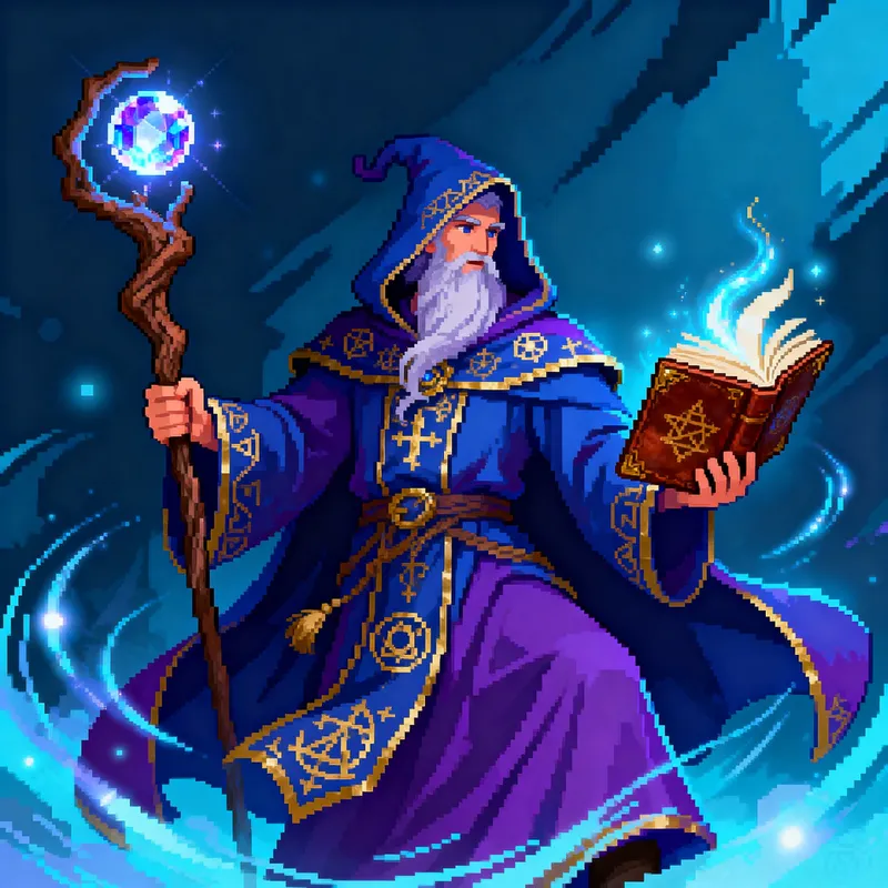 Whimsical Mage Sprite Sheet Character Design