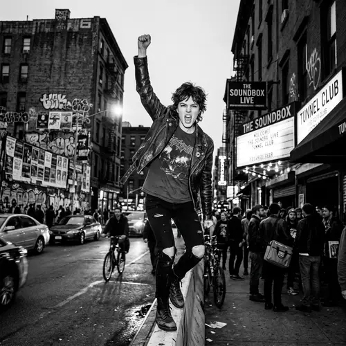 Dynamic Black and White Avatar in Urban Street Photography Style