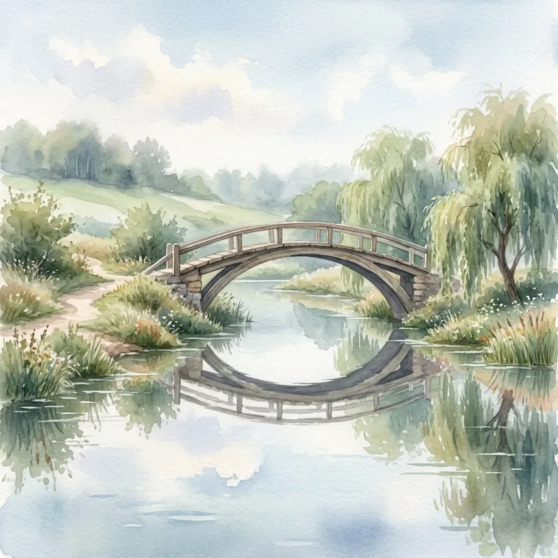 Bridge of Introspection: Tranquil Landscape for Inner Exploration