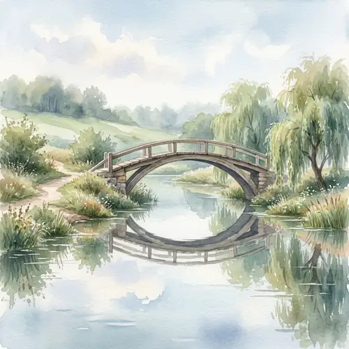 Bridge of Reflection: Serene Landscape Painting for Self-Discovery