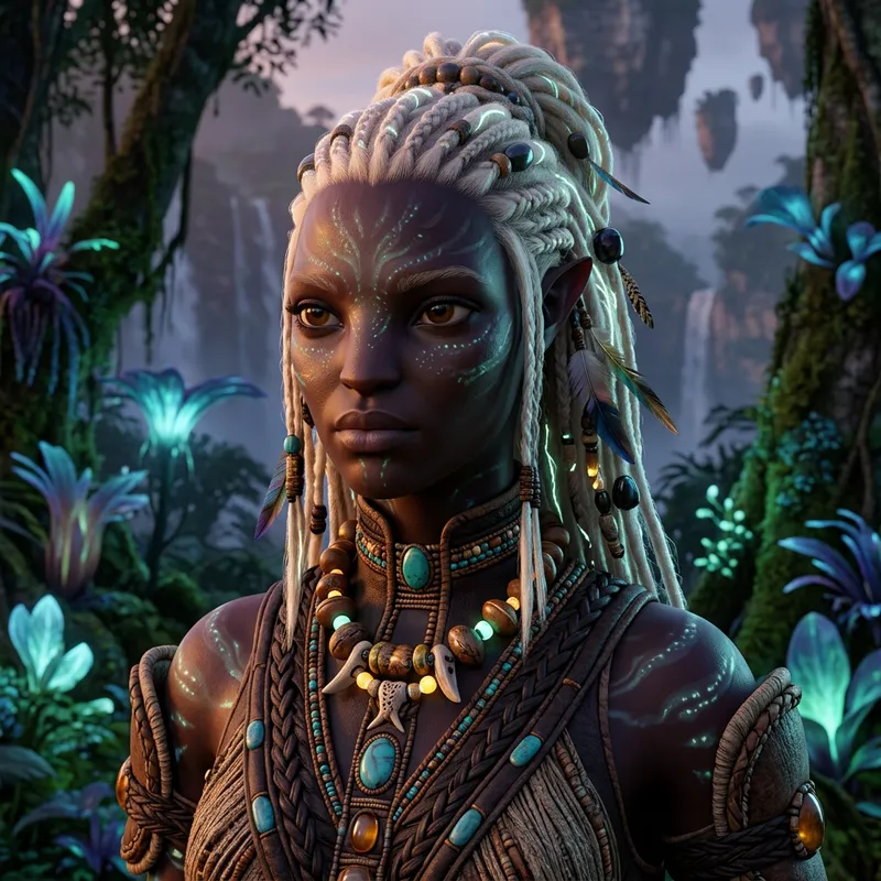 3D Avatar Style Woman with Dark Skin and Blonde Hair