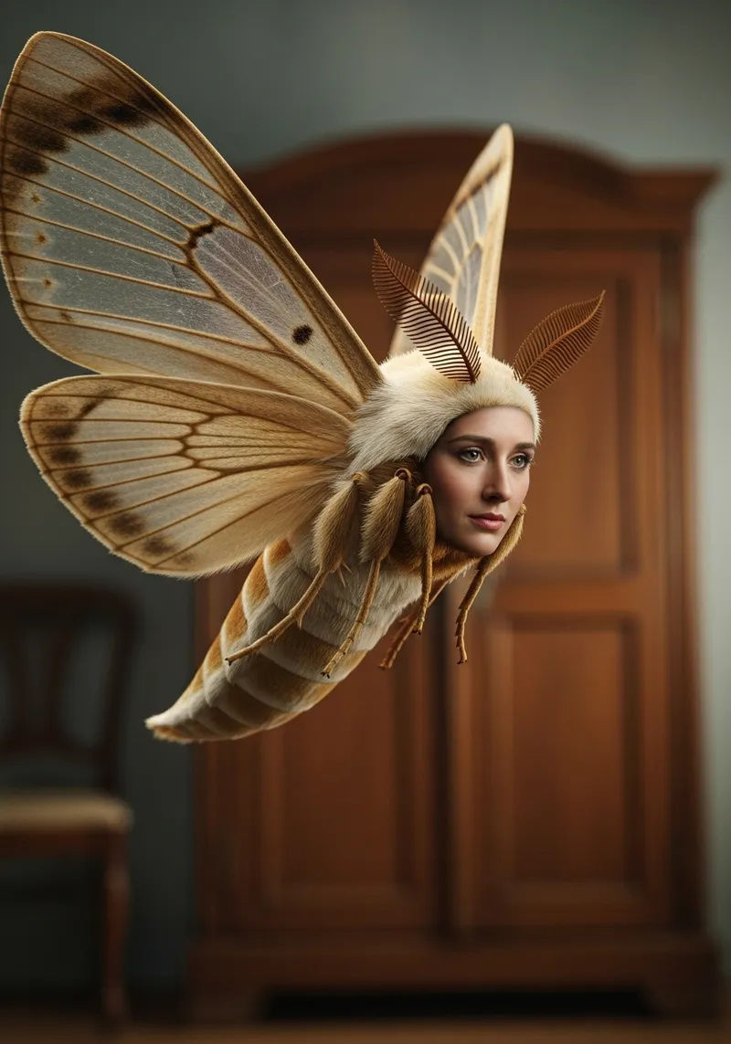 Clothing Moth with Human Face | Unique Art