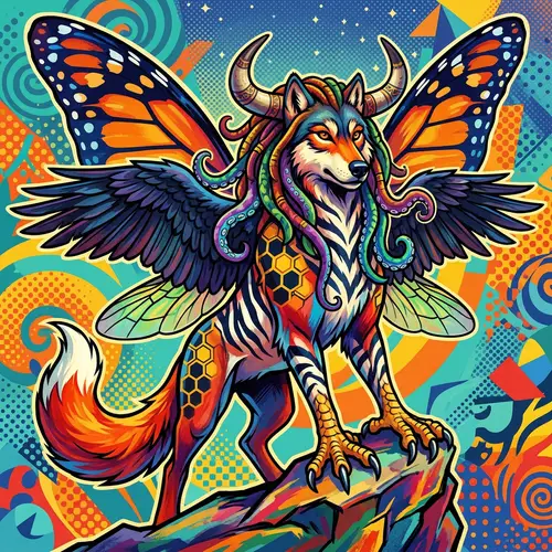Fantasy Animal Digital Art with Vibrant Colors and Animalistic Features