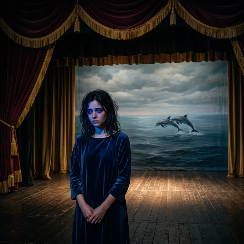 Lone Figure's Inner Turmoil | Symbolic Dolphins in Distance