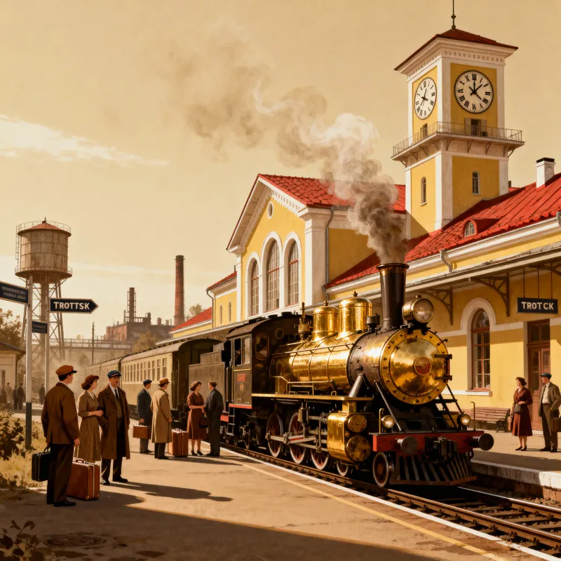 Retro Train at Troitsk Railway Station Retro Train at Troitsk Railway Station