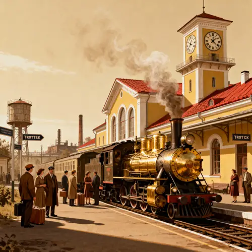 Retro Train at Troitsk Railway Station