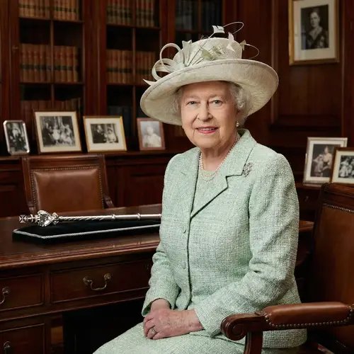 Elegant Caucasian Elderly Woman in Green Dress Suit