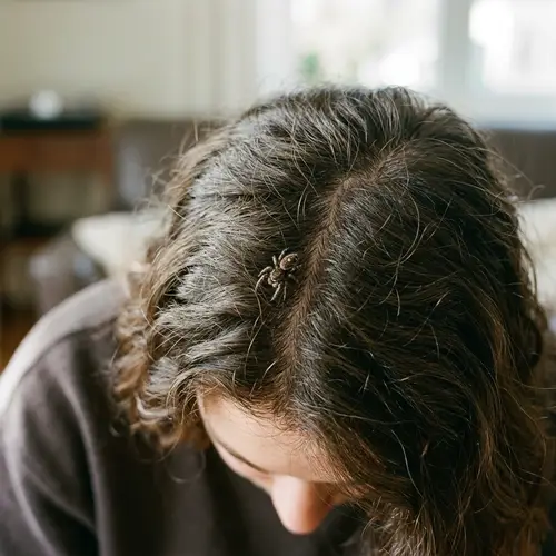 Creepy Spider Crawling on Person's Hair