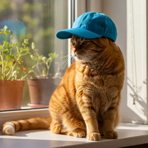 Relaxed Cat with Hat - Purrfect Moments