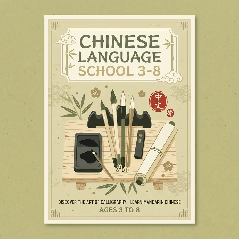 Chinese Writing Tools Poster | Vintage Style Design