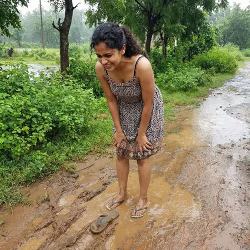 South Asian Girl Stuck in Mud | Summer Flip-Flops Scene