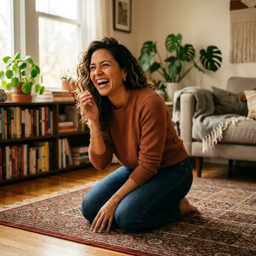 Hispanic Woman Laughing Joyfully | 4K Cinematic Lighting