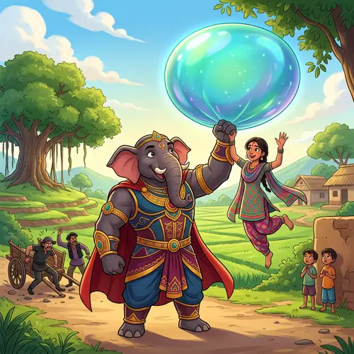Ganesha Superhero Foils Villain's Plans with Bubble Diaper Girl