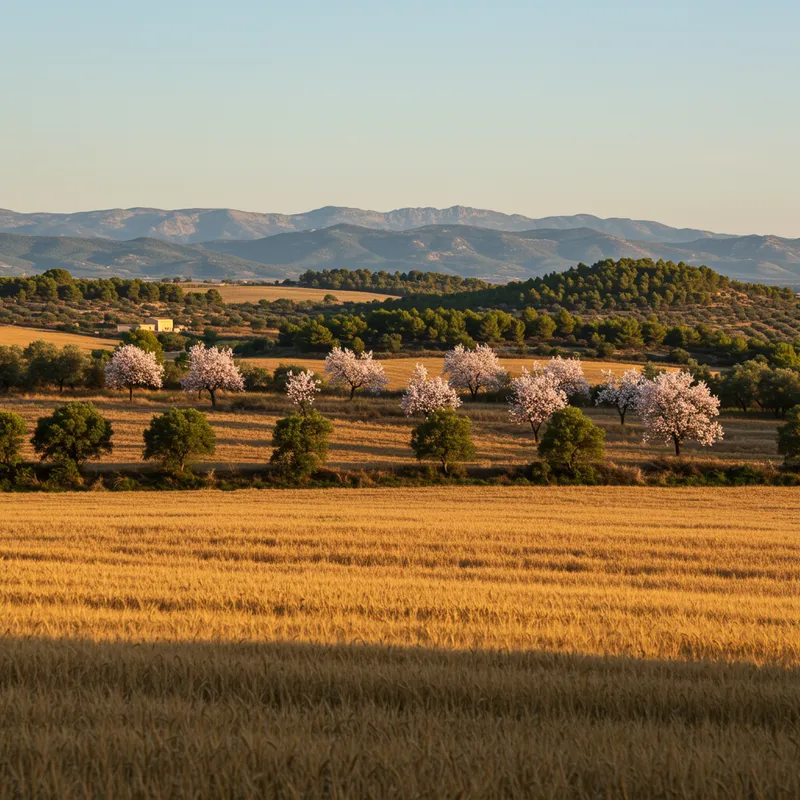 Stunning Mediterranean Landscape with Almonds and Olives