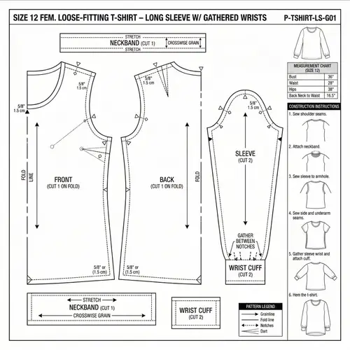 Professional T-Shirt Sewing Pattern for Women Size 12