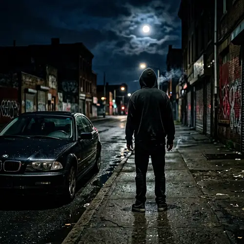 Moody Trap Cover Art with BMW and Dark Alley Scene