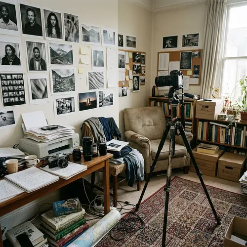 Mysterious Room with Camera and Tripod