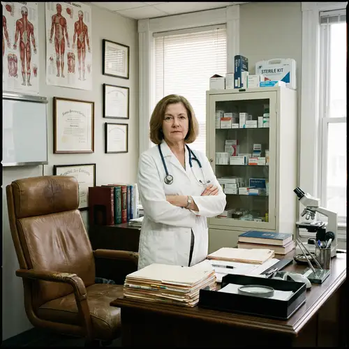 Professional Character in Doctor's Office Background