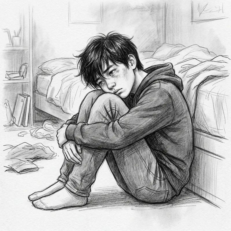 Heartbroken Cute Boy Drawing | Emotional Breakup Sketch Heartbroken Cute Boy Drawing | Emotional Breakup Sketch