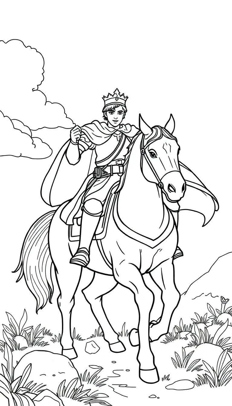 Heroic Prince Coloring Page - Fairy Tale Adventure