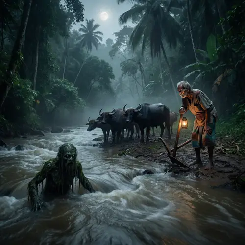 Spooky Jungle Night with Mystical Creatures