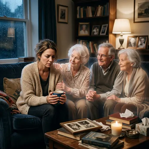 Melancholic Woman Reflects on Family Spirits