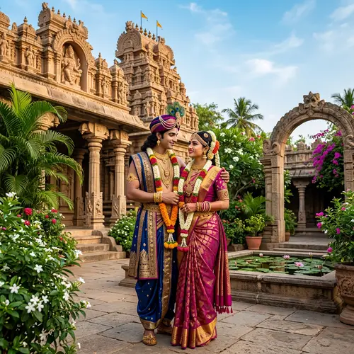 Divine Indian Couple in Traditional Attire | Mythological Love Story