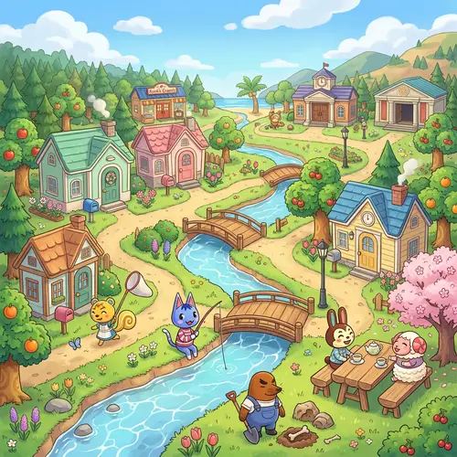 Animal Crossing Inspired Idyllic Landscape | Rural Life Simulation