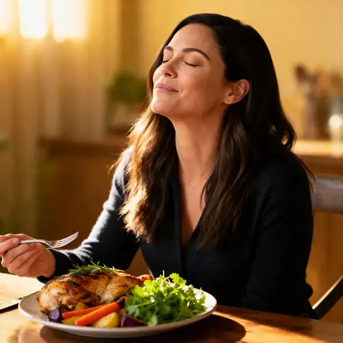 Mila Kunis Enjoying a Delicious Meal
