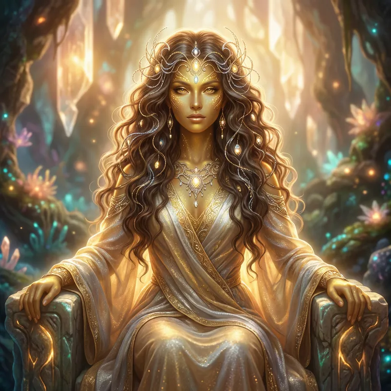 Majestic Golden-Skinned Alien Goddess: Divine Beauty & Power