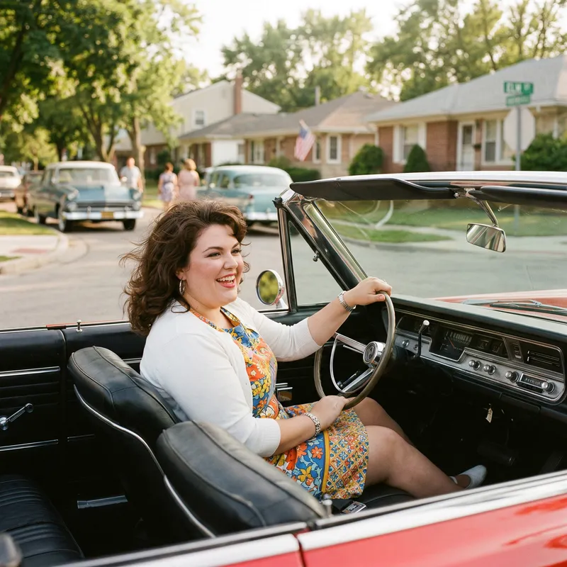1960s Americana: Retro Model in Plymouth Fury 1960s Americana: Retro Model in Plymouth Fury