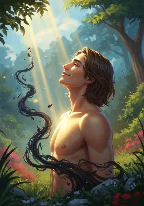 Serene Man in Nature with Ethereal Light