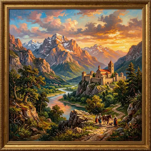 Vibrant Traditional Oil Painting with Rich Textures