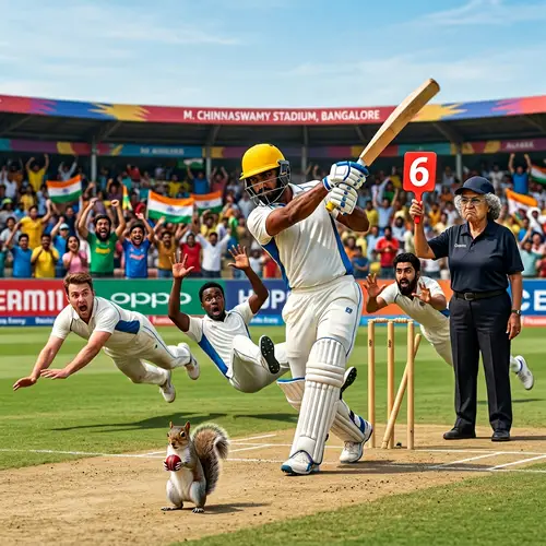 Hilarious Cricket Comedy Scene with Diverse Characters