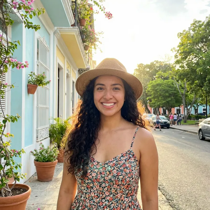 Empowered Young Hispanic Woman in Vibrant Summer Setting