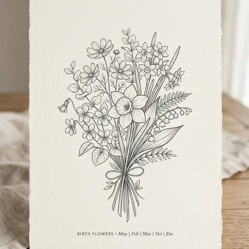 Fine Line Bouquet of Birth Flowers