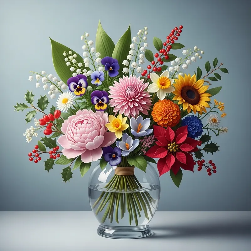Fine Line Bouquet of Birth Flowers