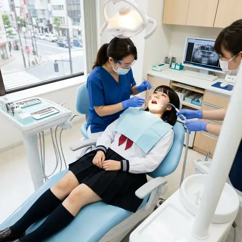 Japanese High School Girl at the Dentist