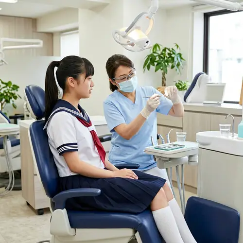 Japanese Schoolgirl Dental Check-Up in Sailor Uniform